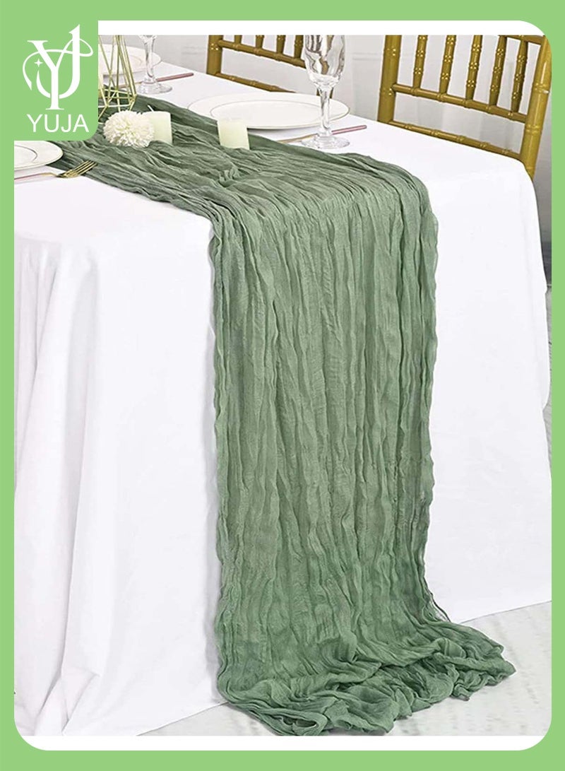 YUJA Crumpled Gauze Table Runner, 90 x 400 cm Boho Gauze Table Runner for Wedding Bridal Baby Shower Birthday Party Table Decoration - Image 1